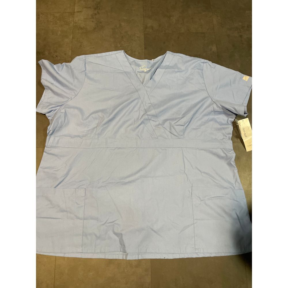 Butter-Soft Light Blue‎ Scrub Top Medical Uniform Nursing  Workwear B-202